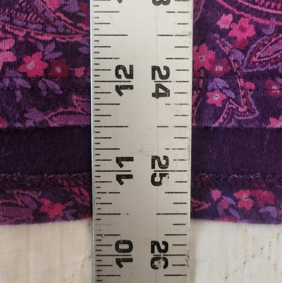 J. Jill Purple Paisley Scoop Neck Short Sleeve Cotton Top - Picture 4 of 5